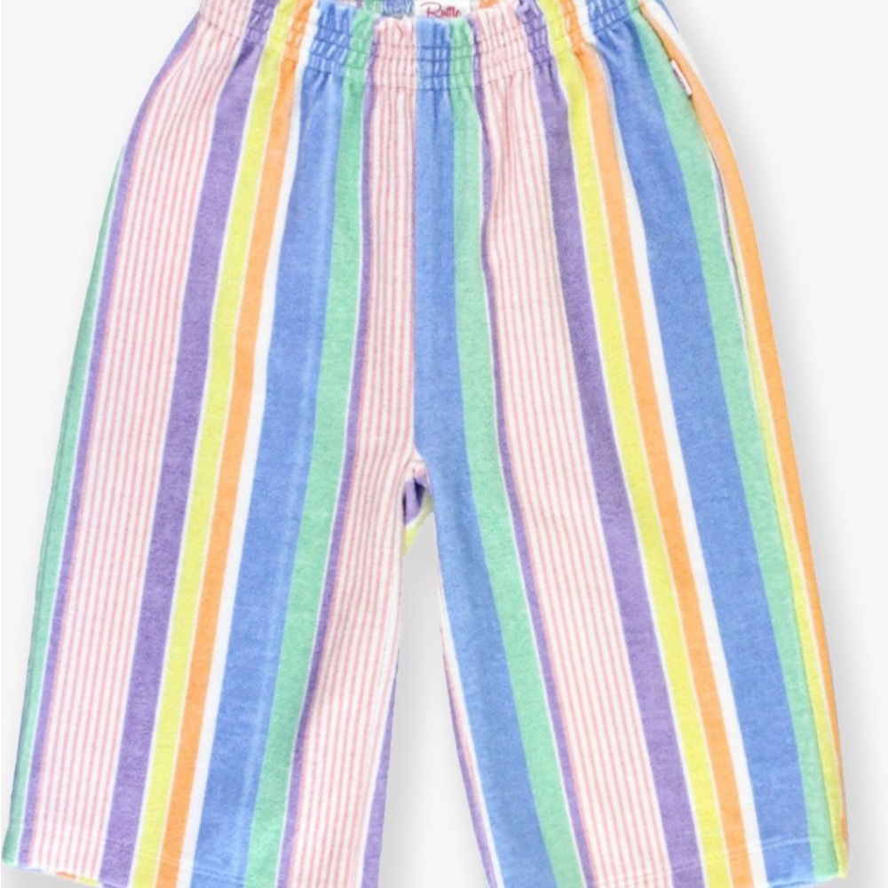 Ruffle Butts Rainbow Lane Stripe Terry Kniy Wide leg pants size 8